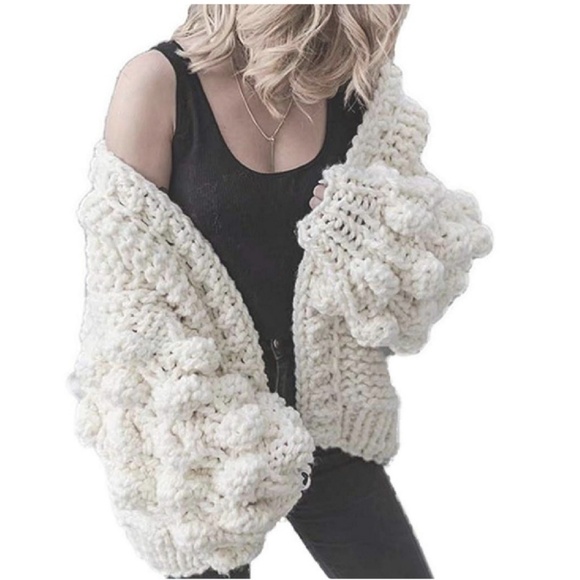 Oversized Knit Pom Cardigan - Picture 2 of 4